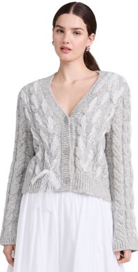 LoveShackFancy Louella Cardigan Silver Mist XXL