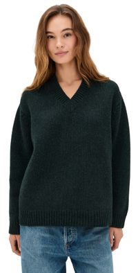 Sea Mallory V Neck Combo Sweater Forest M