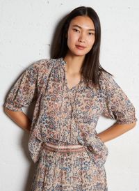 M.a.b.e - Top col tunisien en coton - Taille L - Bleu
