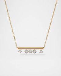 18K Yellow Gold Barre Floating Diamond Pendant Necklace
