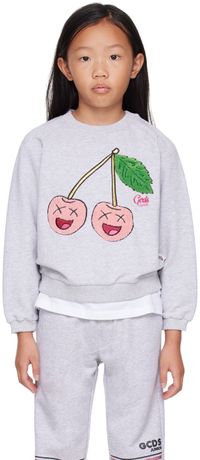 GCDS Kids Enfant | Pull molletonné gris à empiècements graphiques