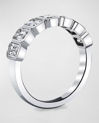 18K White Gold 7 Stone Band with Bezel Set Emerald Cut Diamonds, 2.30ct