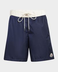 Men's Nylon Contrast-Band Swim Shorts