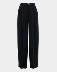 Drop-Waist Pleated Crepe Trousers
