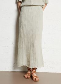 Masscob - Jupe midi en lin mélangé - Taille 40 - Vert