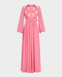 Belted Floral-Embroidered Shirt Gown