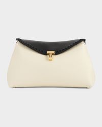 T-Lock Embroidered Leather Clutch Bag