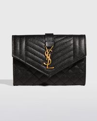 Envelope Small YSL Flap Wallet in Grained Leather