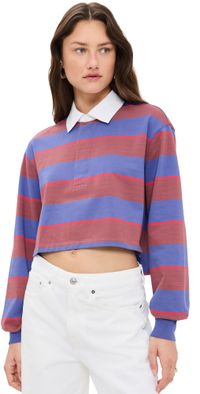 STAUD Gavin Cropped Shirt ATLAS RUGBY STRIPE XL