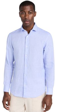 Frescobol Carioca Antonio Linen Shirt Baby Blue M
