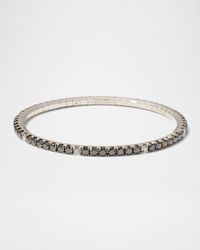 18K White Gold Stretch Tennis Bracelet with Black and White Diamonds