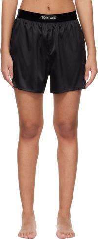 TOM FORD Black Stretch Silk Satin Boxer Shorts