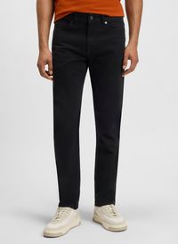 Boss - Jean droit uni en denim stretch - Taille 35/36 - Noir