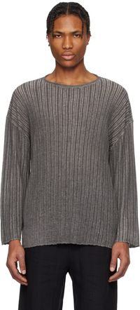 Professor.E Gray Semi-Sheer Dirt Knit Sweater