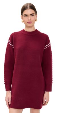 English Factory Whip Stitched Knit Mini Dress Burgundy/Pink L