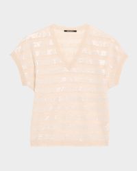 Elara Sequin Striped V-Neck Sweater