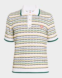 Men's Tuck Stitch Stripe Knit Polo Shirt