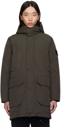 Stone Island Gray Hooded Down Jacket