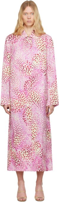 Dries Van Noten Pink Printed Jacquard Mac Coat