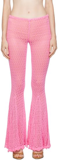 Blumarine Pantalon évasé rose
