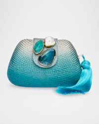 Tamu Stone Tassel Ombre Woven Clutch Bag