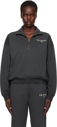 Sporty & Rich Black 'S.R. Sport' Quarter Zip Sweatshirt
