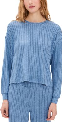 Z Supply Daydream Rib Long Sleeve Tee Oceanic Blue M