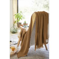 L'effet Papillon - Plaid en coton pur - Taille 130x160 cm - Marron