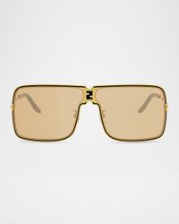 Fendiness Metal Semi-Shield Sunglasses