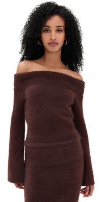 Seven Wonders Anneliese Off Shoulder Knit Top Chocolate L