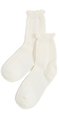 Stems Pointelle Crew Socks White One Size