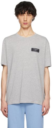 Balmain Gray Patch T-Shirt