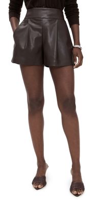 Susana Monaco Faux Leather Pleated Shorts Java XL