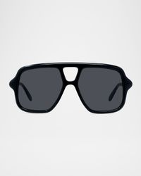 Slim Aviator Logo Sunglasses