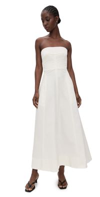 St. Agni Sculpted Cotton Strapless Dress Milk XL