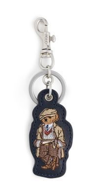 Polo Ralph Lauren Leather Seasonal Bear Keyfob Newport Navy One Size