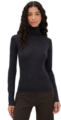 Renggli Cashmere Silk Fitted Turtleneck Top Midnight XXS
