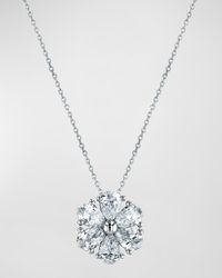 18K Gold Pear-Shaped Diamond Floral Pendant 16" Necklace, 3.00tcw