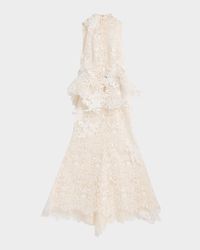 Nomad High-Low Floral Lace Halter Gown