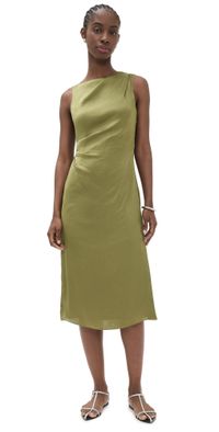Theory Shoulder Drape Dress Avocado 4