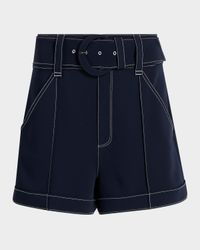 Aldi Belted Topstitch Shorts