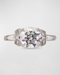 Estate Platinum European Cut Diamond Ring, Size 6.5
