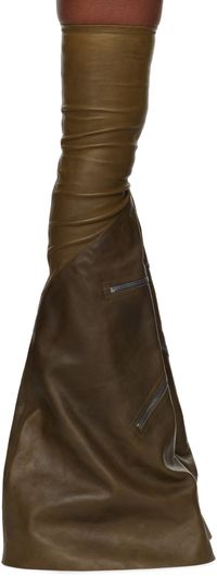 Rick Owens Bottes hautes évasées kaki à poches
