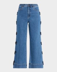 Betsy Rhinestone Bow Wide Ankle Jeans