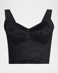 Lace Jacquard Crop Bustier Top