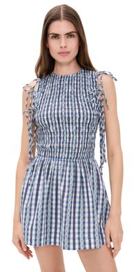Damson Madder Becca Bubble Mini Dress Navy 6