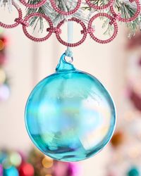 Sky Blue Bottle Glass Christmas Ornament