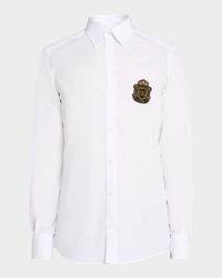 Men's Cotton Heraldic-Patch Button-Down Shirt
