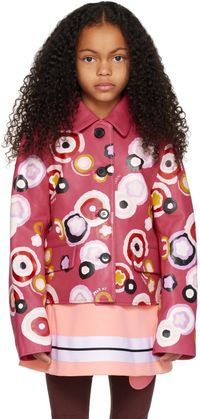 Marni Kids Pink Floral Leather Jacket