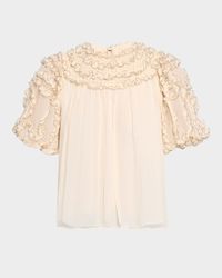 Isolda Short-Sleeve Silk Blouse